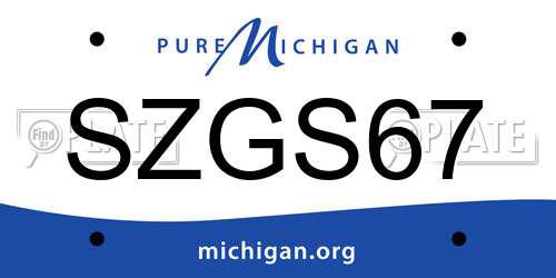 SZGS67 Michigan License Plate