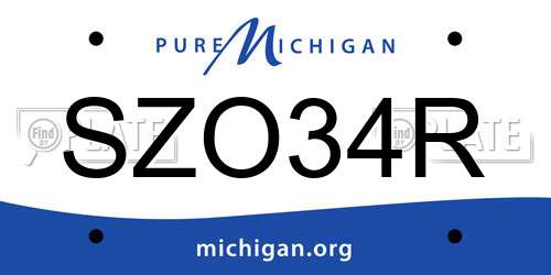 SZO34R Michigan License Plate
