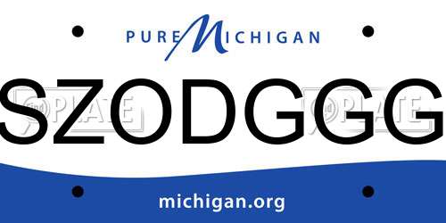 SZODGGG Michigan License Plate