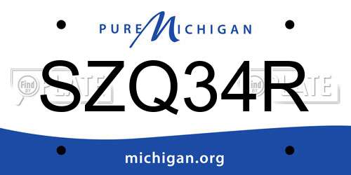 SZQ34R Michigan License Plate