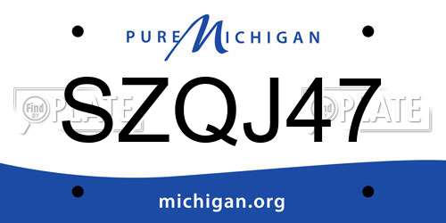 SZQJ47 Michigan License Plate