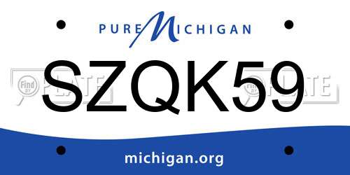 SZQK59 Michigan License Plate