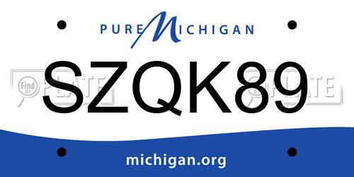 SZQK89 Michigan License Plate