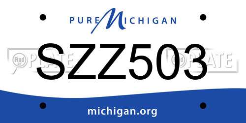 SZZ503 Michigan License Plate