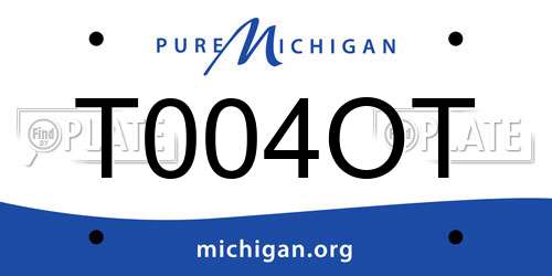 T004OT Michigan License Plate
