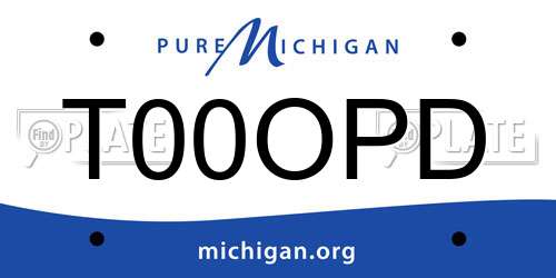 T00OPD Michigan License Plate