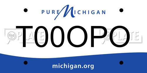 T00OPO Michigan License Plate
