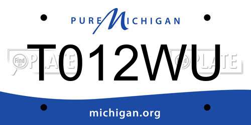 T012WU Michigan License Plate