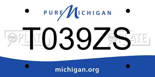 T039ZS Michigan License Plate