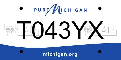 T043YX Michigan License Plate