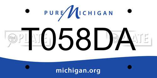 T058DA Michigan License Plate