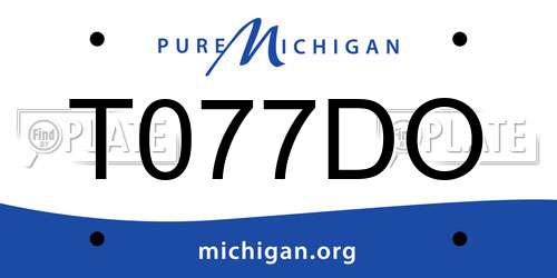 T077DO Michigan License Plate