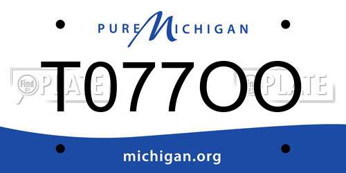 T077OO Michigan License Plate
