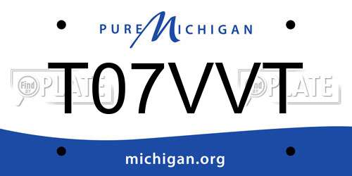 T07VVT Michigan License Plate