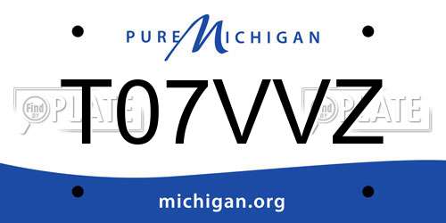 T07VVZ Michigan License Plate