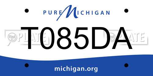 T085DA Michigan License Plate