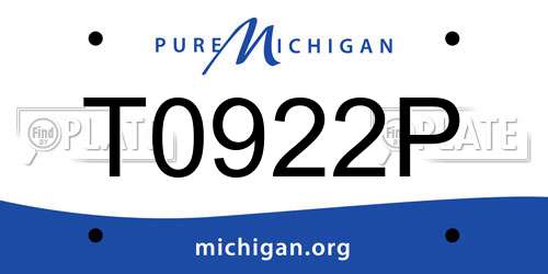 T0922P Michigan License Plate