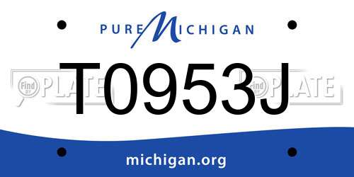 T0953J Michigan License Plate