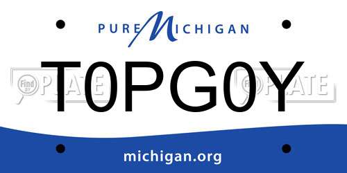 T0PG0Y Michigan License Plate