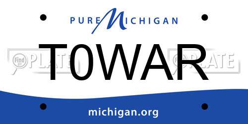 T0WAR Michigan License Plate