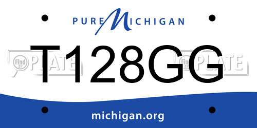 T128GG Michigan License Plate