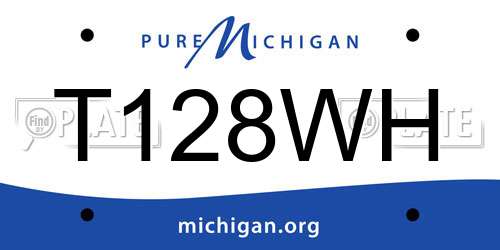 T128WH Michigan License Plate