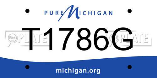 T1786G Michigan License Plate