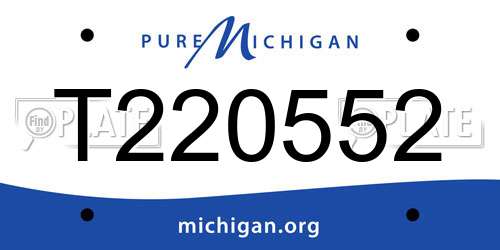T220552 Michigan License Plate