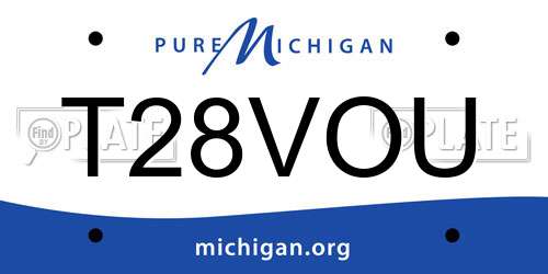 T28VOU Michigan License Plate