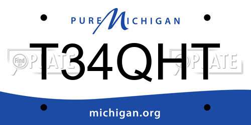 T34QHT Michigan License Plate