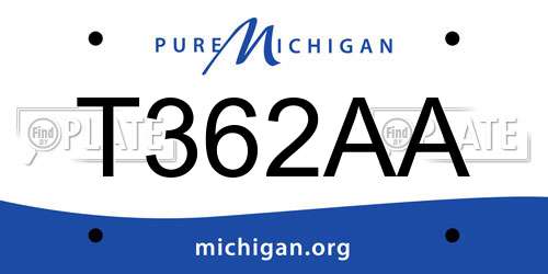 T362AA Michigan License Plate