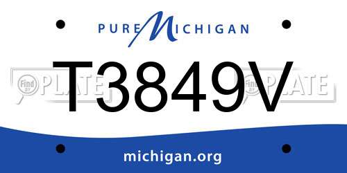T3849V Michigan License Plate