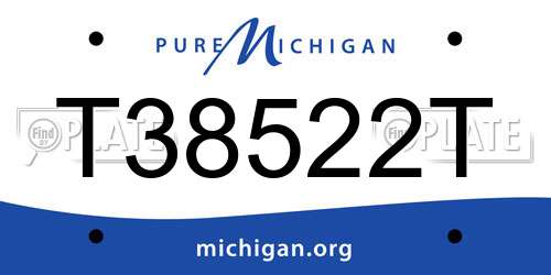 T38522T Michigan License Plate
