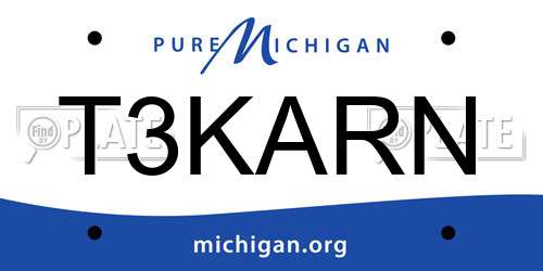 T3KARN Michigan License Plate