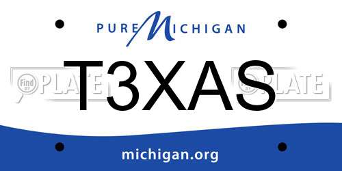 T3XAS Michigan License Plate