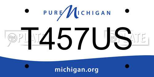 T457US Michigan License Plate