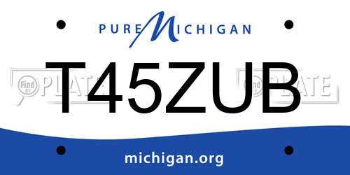 T45ZUB Michigan License Plate
