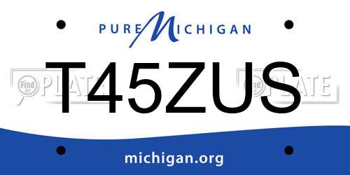 T45ZUS Michigan License Plate