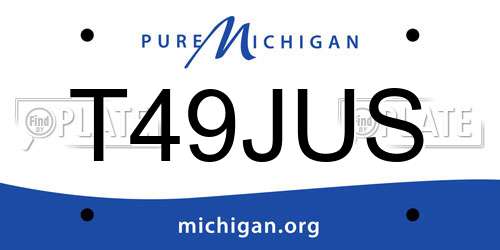 T49JUS Michigan License Plate
