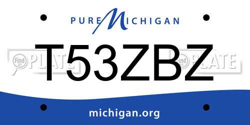 T53ZBZ Michigan License Plate