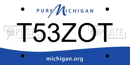 T53ZOT Michigan License Plate