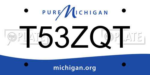 T53ZQT Michigan License Plate