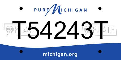 T54243T Michigan License Plate