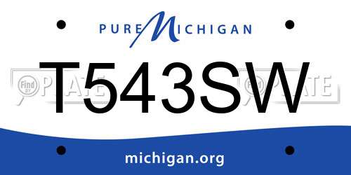 T543SW Michigan License Plate