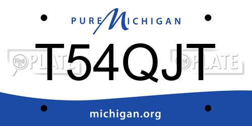T54QJT Michigan License Plate