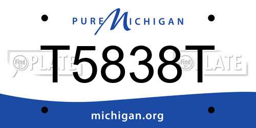 T5838T Michigan License Plate