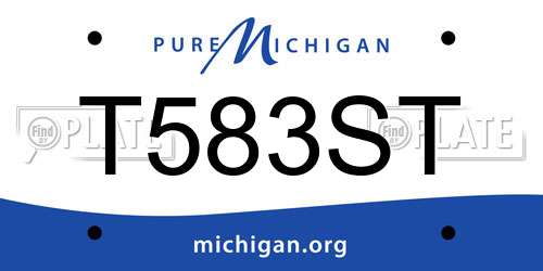 T583ST Michigan License Plate
