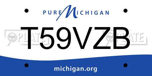T59VZB Michigan License Plate