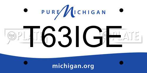T63IGE Michigan License Plate