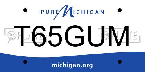 T65GUM Michigan License Plate